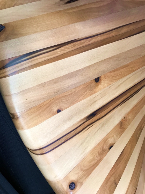 detail: close up of wooden table, beautiful laminated stripes